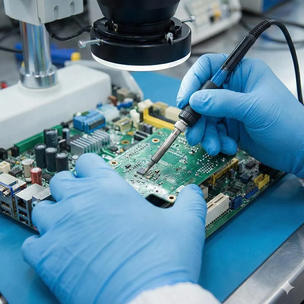 Técnico especializado realizando reparo de hardware e manutenção de dispositivos de informática em São Paulo, focado em agilidade para eliminar o downtime e garantir a continuidade do negócio.