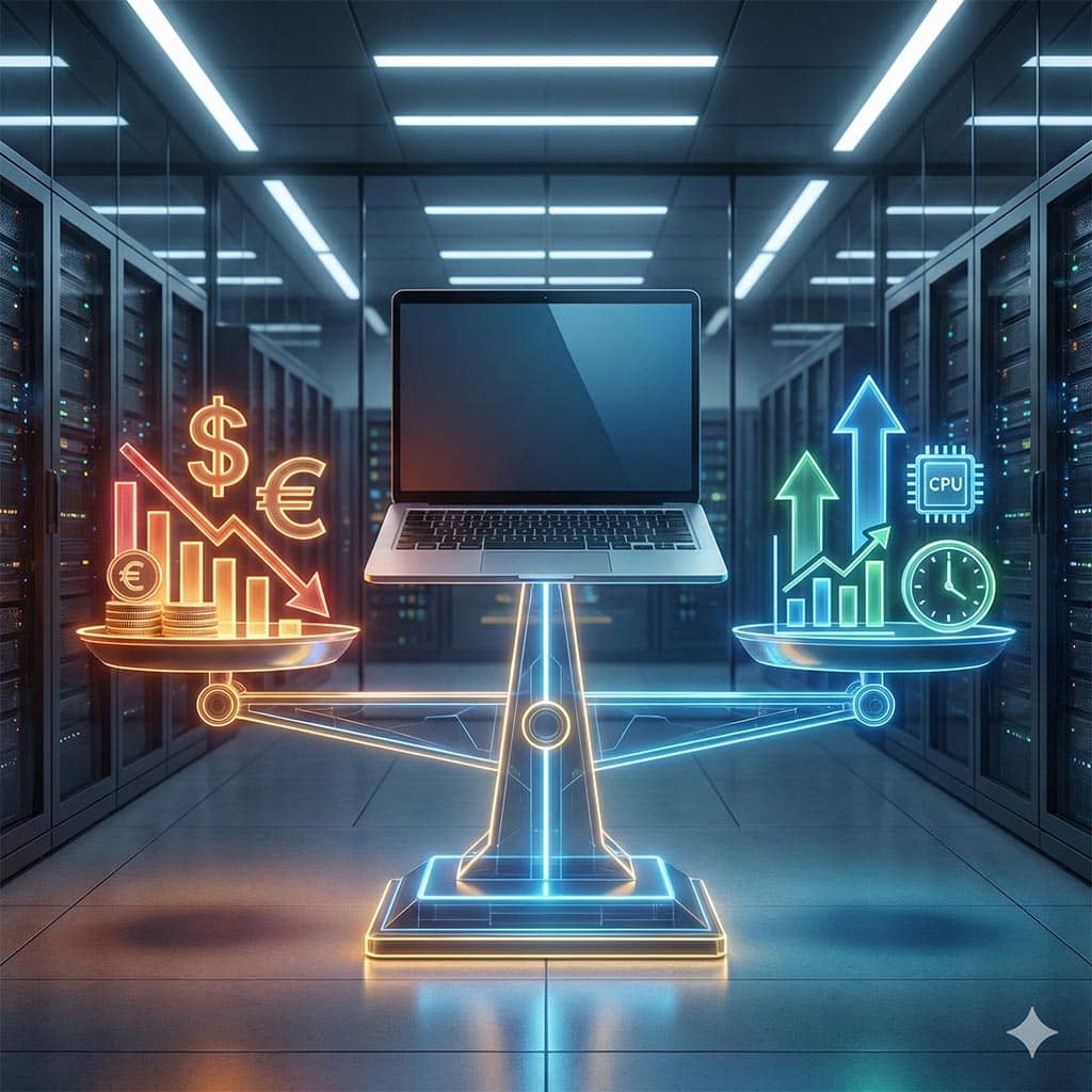 Conjunto de notebooks corporativos de alta performance para locação, representando o custo-benefício e a economia de capital para empresas.