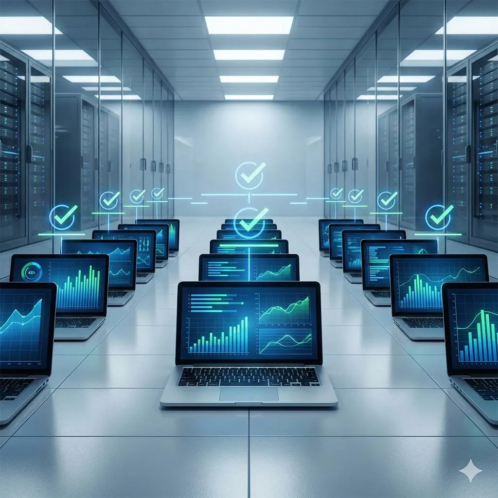 Notebooks corporativos modernos para locação no ABC com suporte técnico incluso, eliminando custos de manutenção para empresas.