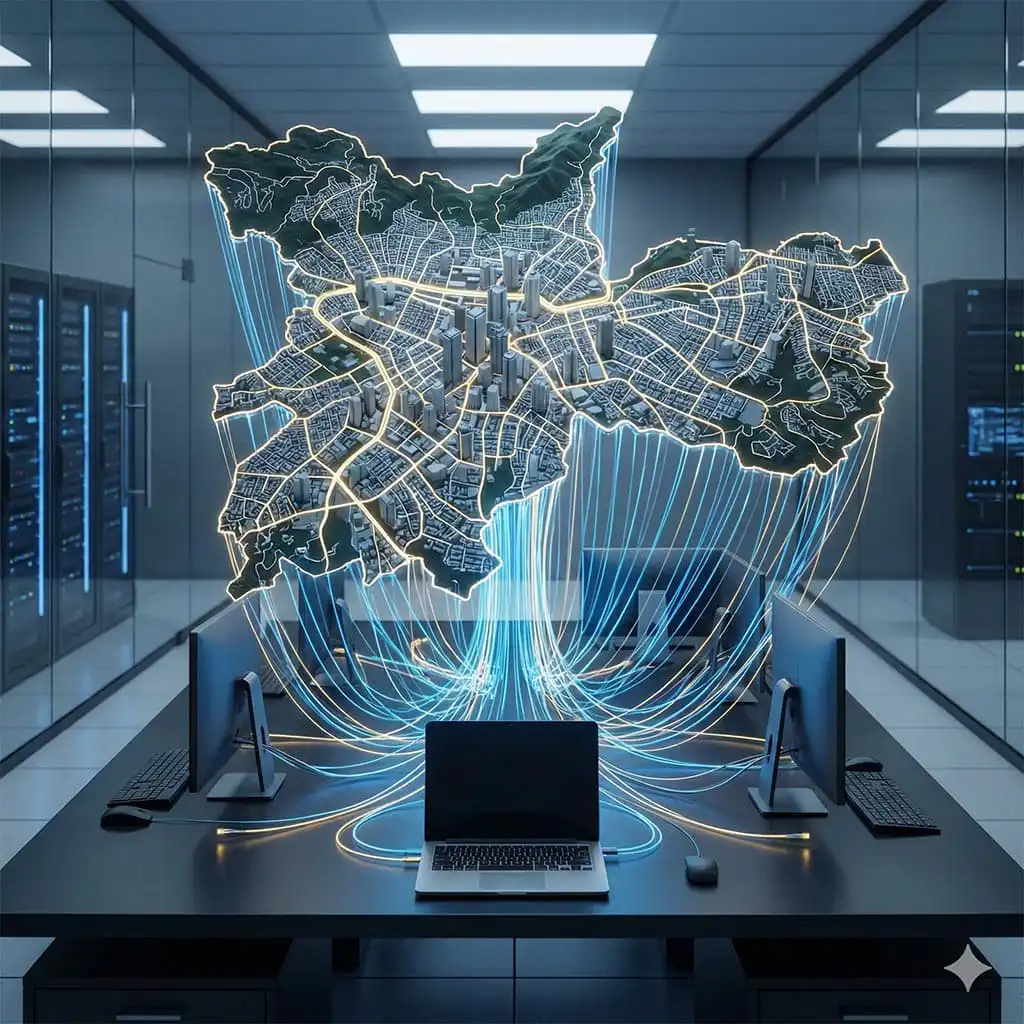 Mapa digital do ABC e computador: agilidade e proximidade na locação de equipamentos de TI.